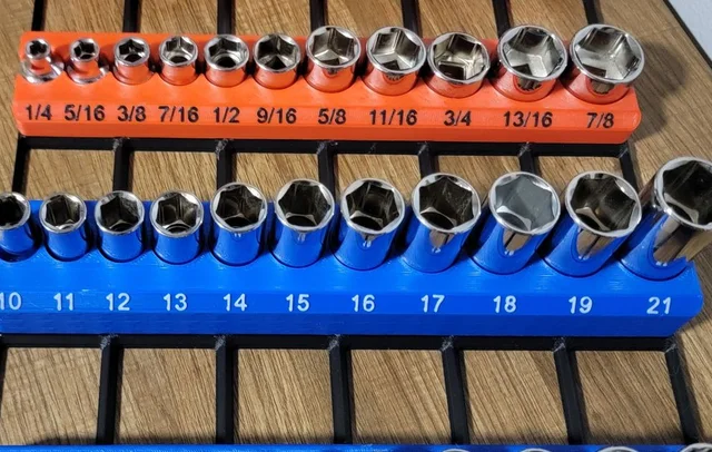 Socket Holders 3/8" Drive - Gridfinity (1 row) 3D print recommendation