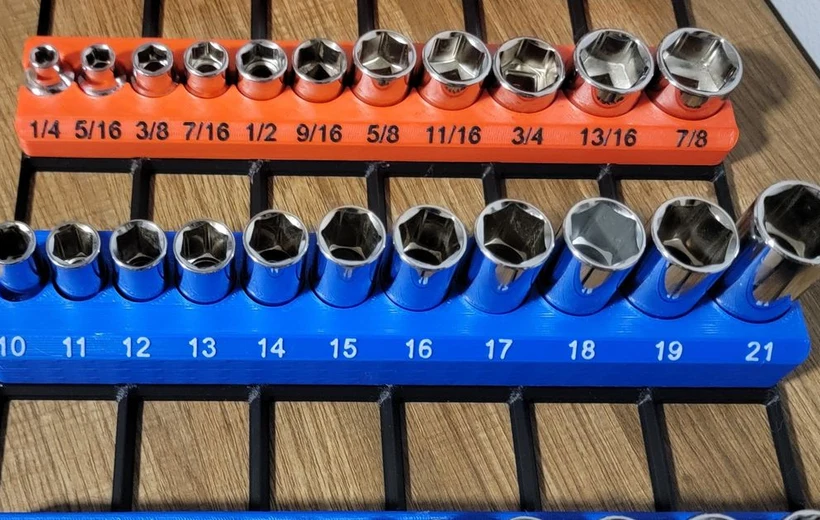 Socket Holders 3/8" Drive - Gridfinity (1 row)