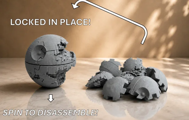 Death Star 3D Puzzle - Locks in place! Make it explode by spinning!